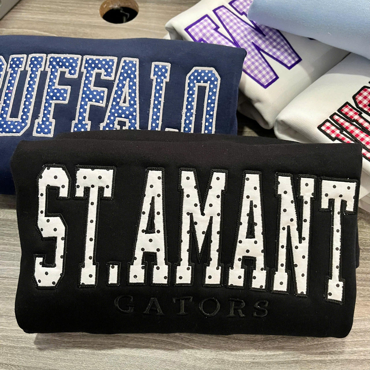 Custom Embroidered Polka Dot Applique Sweatshirt, Personalized Greek Letter Sorority Crewneck, Recruitment, Rush Week and Sisterhood Gift