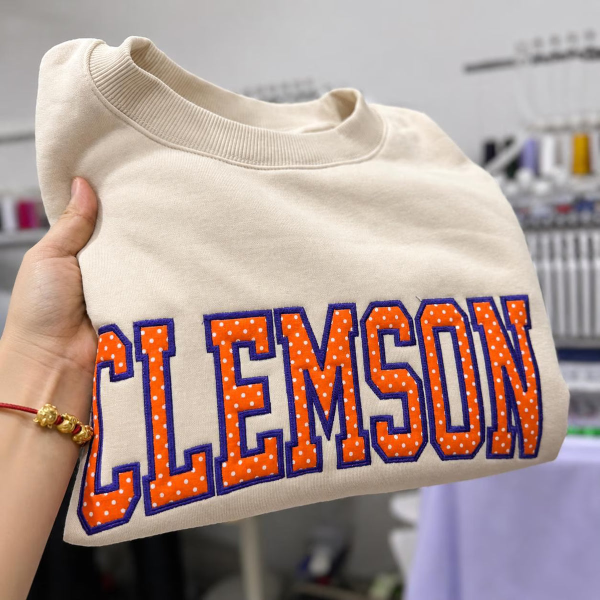 Custom Embroidered Applique Sweatshirt, Personalized Mixed Pattern Varsity Letter Crewneck, Team or Group Pullover Gift