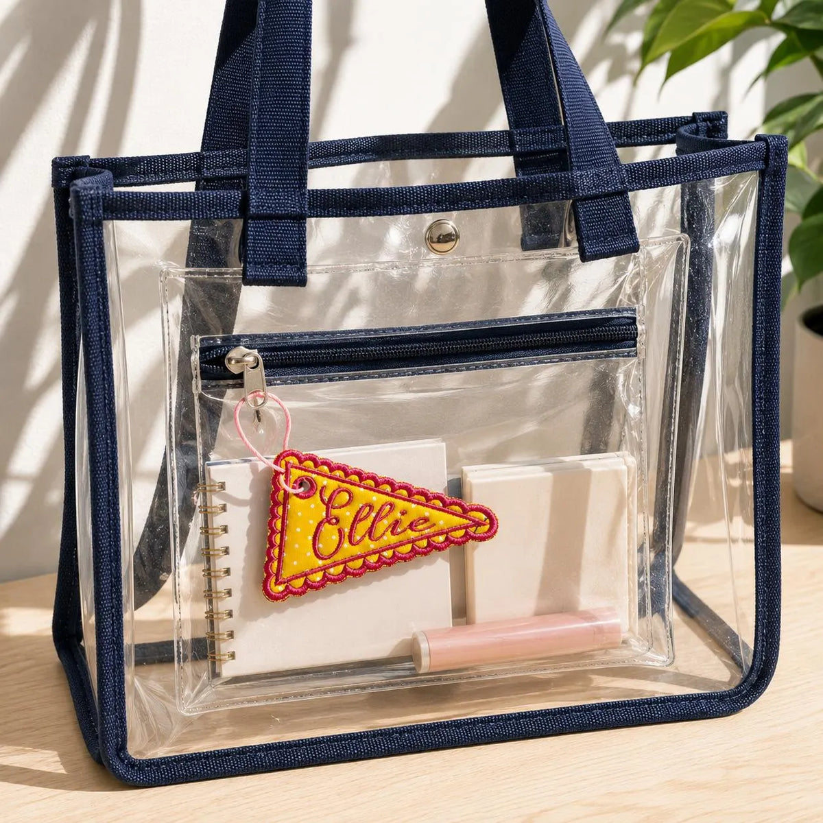 Personalized Embroidered Cheer Pennant Bag Charm, Custom Name Backpack Tag, Bright Preppy Team Gift, Scallop Flag Keychain