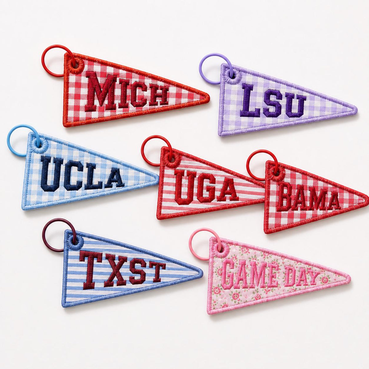 Personalized College Style Bag Charm, Personalized Fabric Bag Accessory, Custom Name Initials Gift for Backpacks, Totes & Keychains