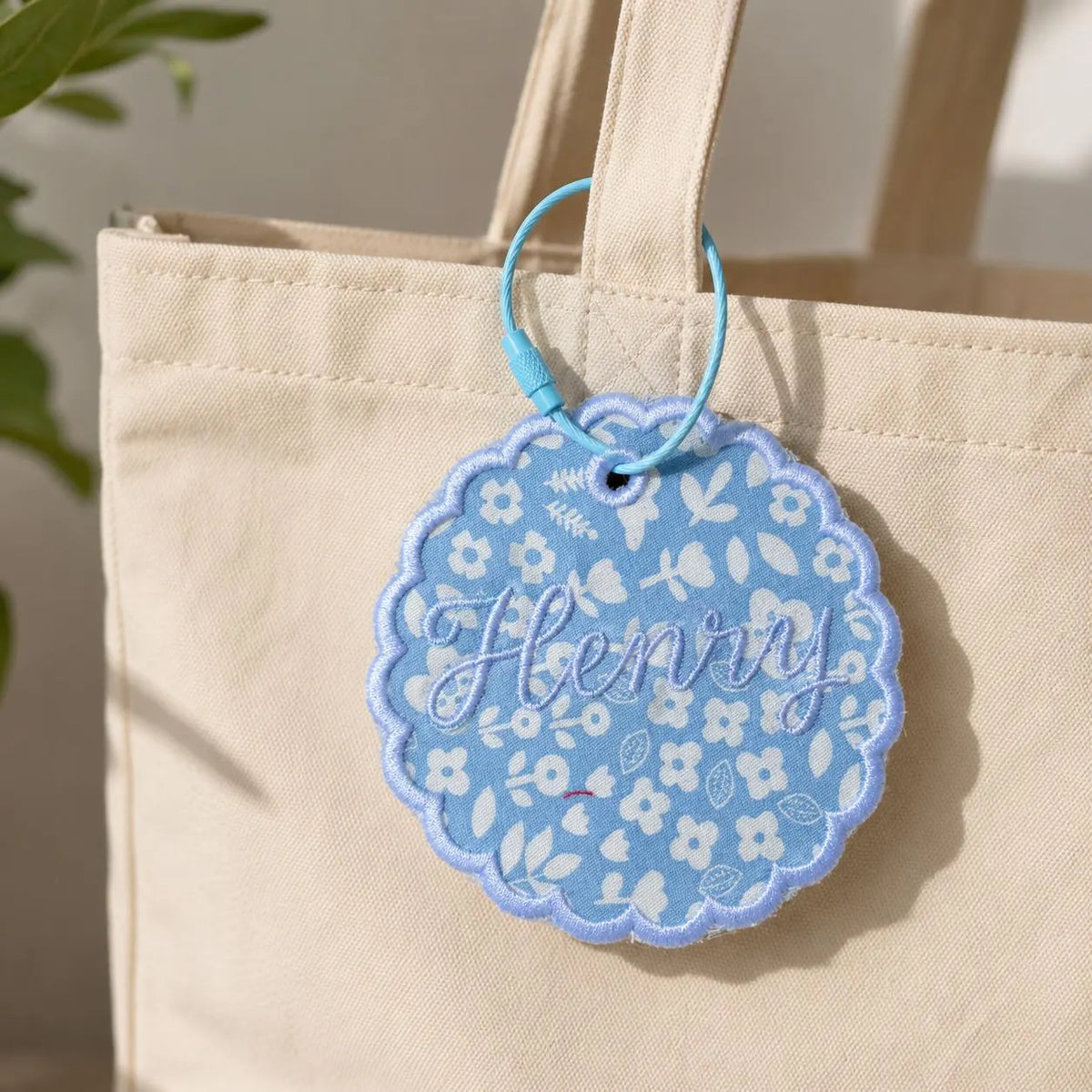 Scalloped Bag Tag, Custom Embroidered Fabric Name Charm, Personalized Luggage Identifier, Dance Bag Accessory, Bridal Party Gift