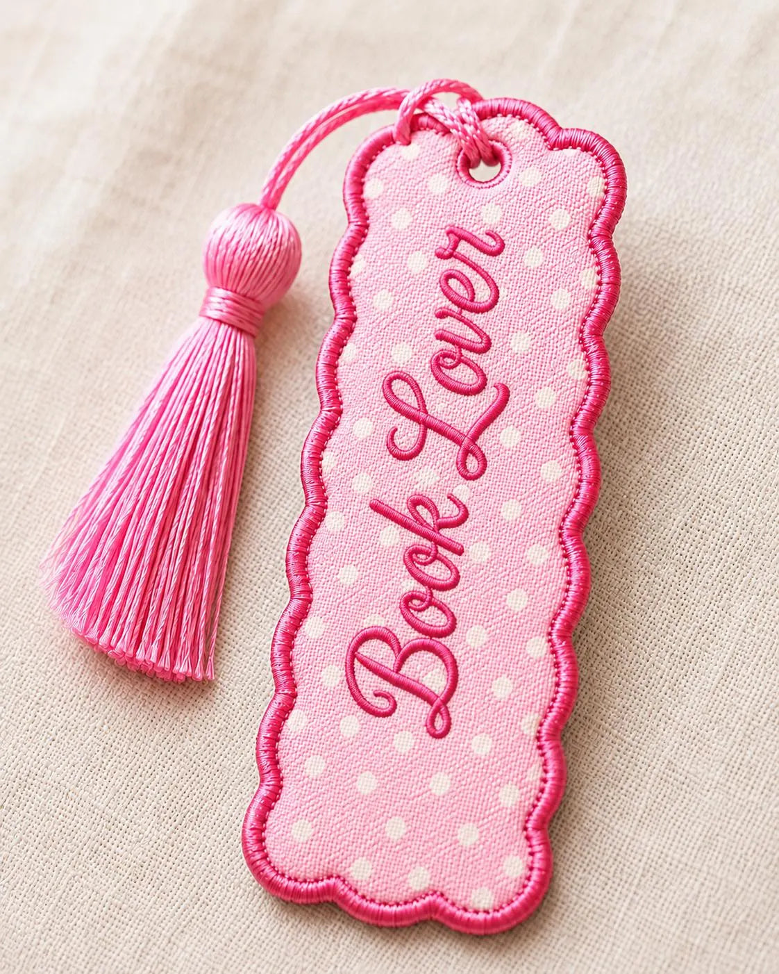 Custom Floral Fabric Bookmark with Tassel, Embroidered Name Page Marker, Handmade Reader Keepsake for Book Club Gift