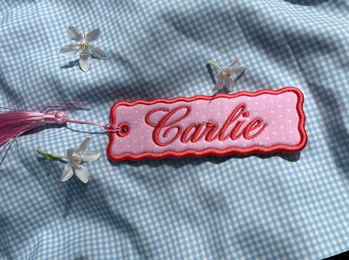 Custom Floral Fabric Bookmark with Tassel, Embroidered Name Page Marker, Handmade Reader Keepsake for Book Club Gift