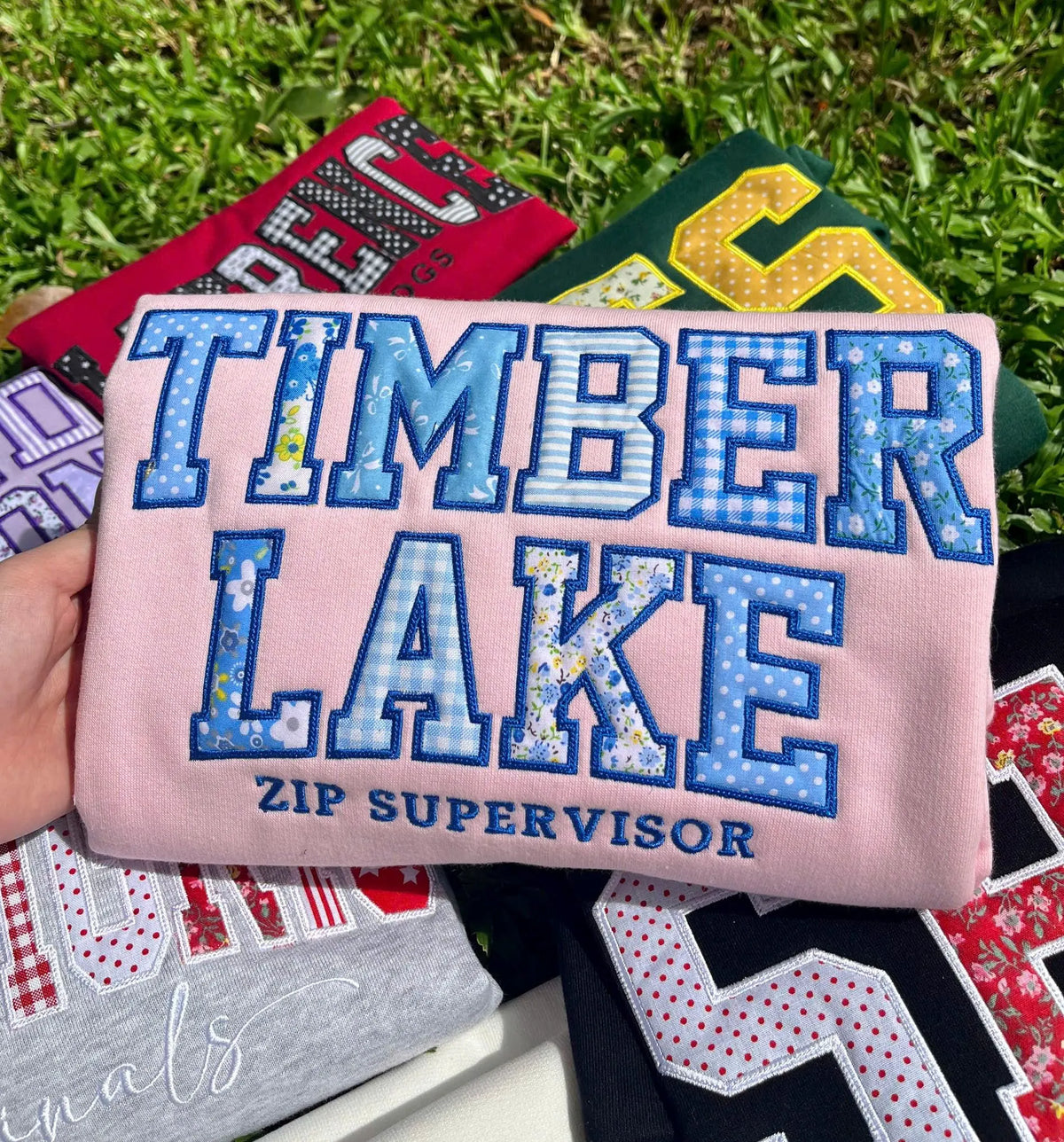 Personalized Varsity Shirt or Sweatshirt, Custom Patchwork Applique Top, Embroidered Team Name Club Sorority Gift