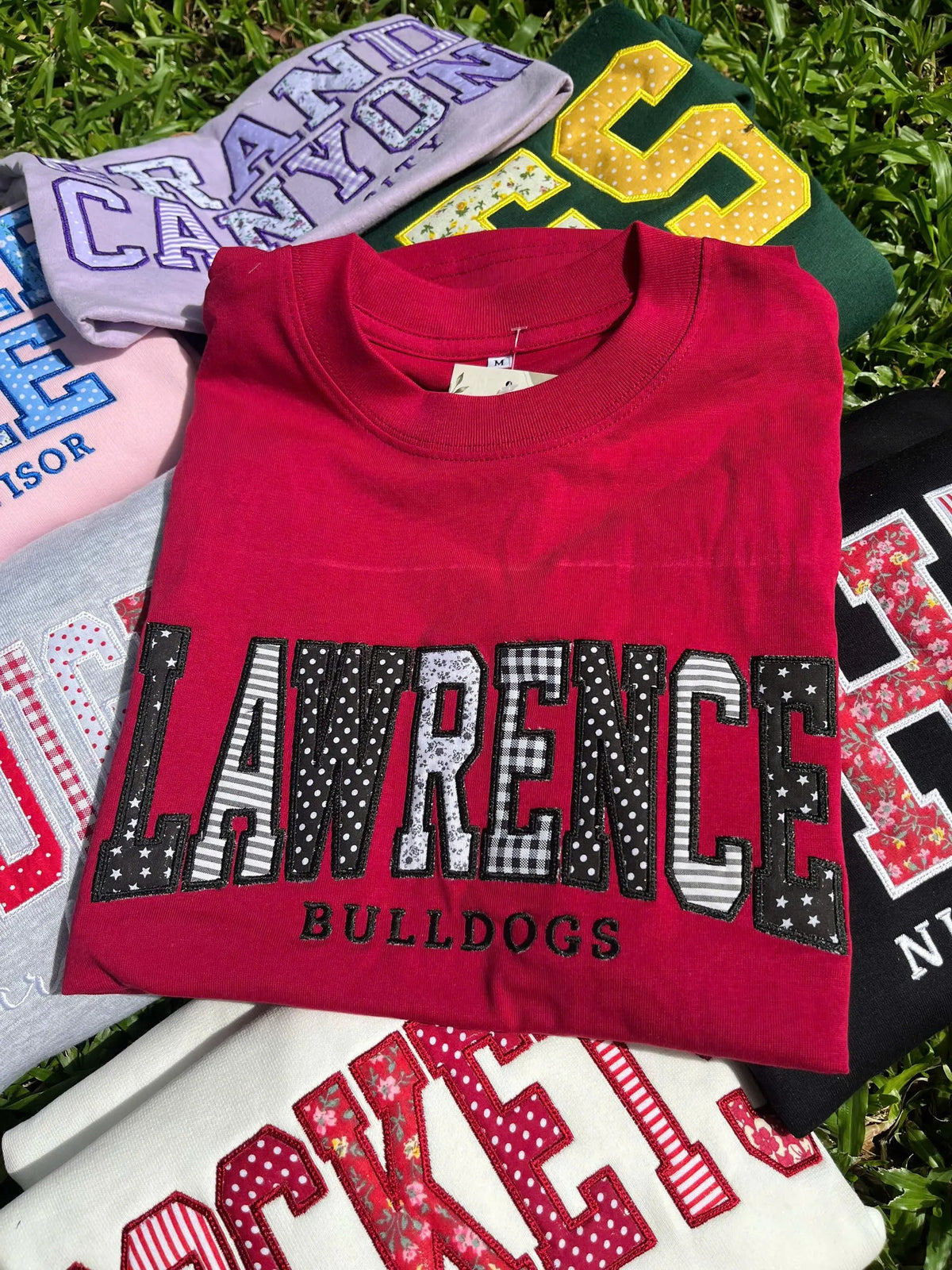 Personalized Varsity Shirt or Sweatshirt, Custom Patchwork Applique Top, Embroidered Team Name Club Sorority Gift