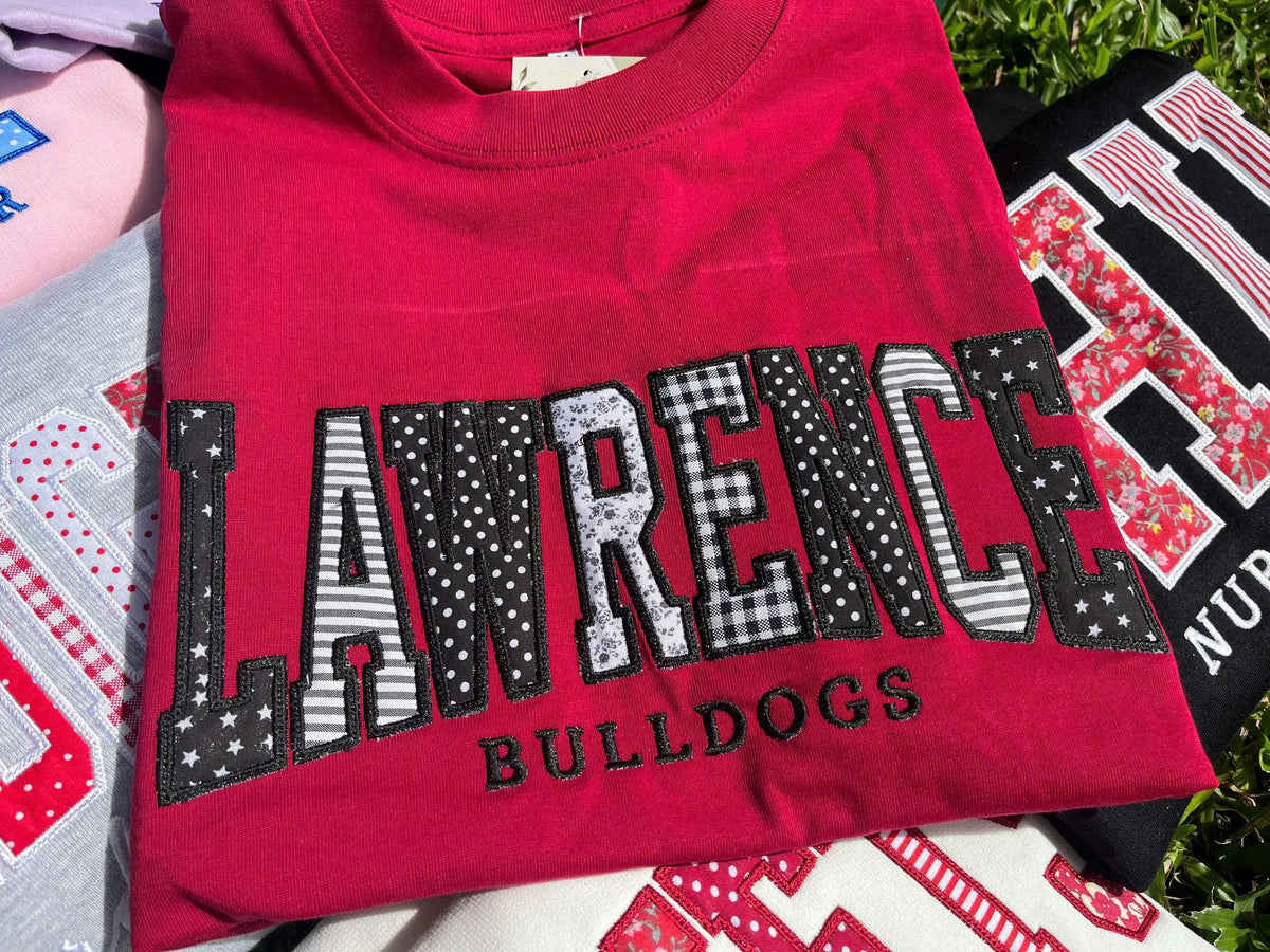 Personalized Varsity Shirt or Sweatshirt, Custom Patchwork Applique Top, Embroidered Team Name Club Sorority Gift