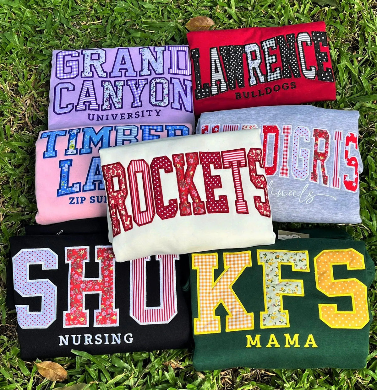 Personalized Varsity Shirt or Sweatshirt, Custom Patchwork Applique Top, Embroidered Team Name Club Sorority Gift