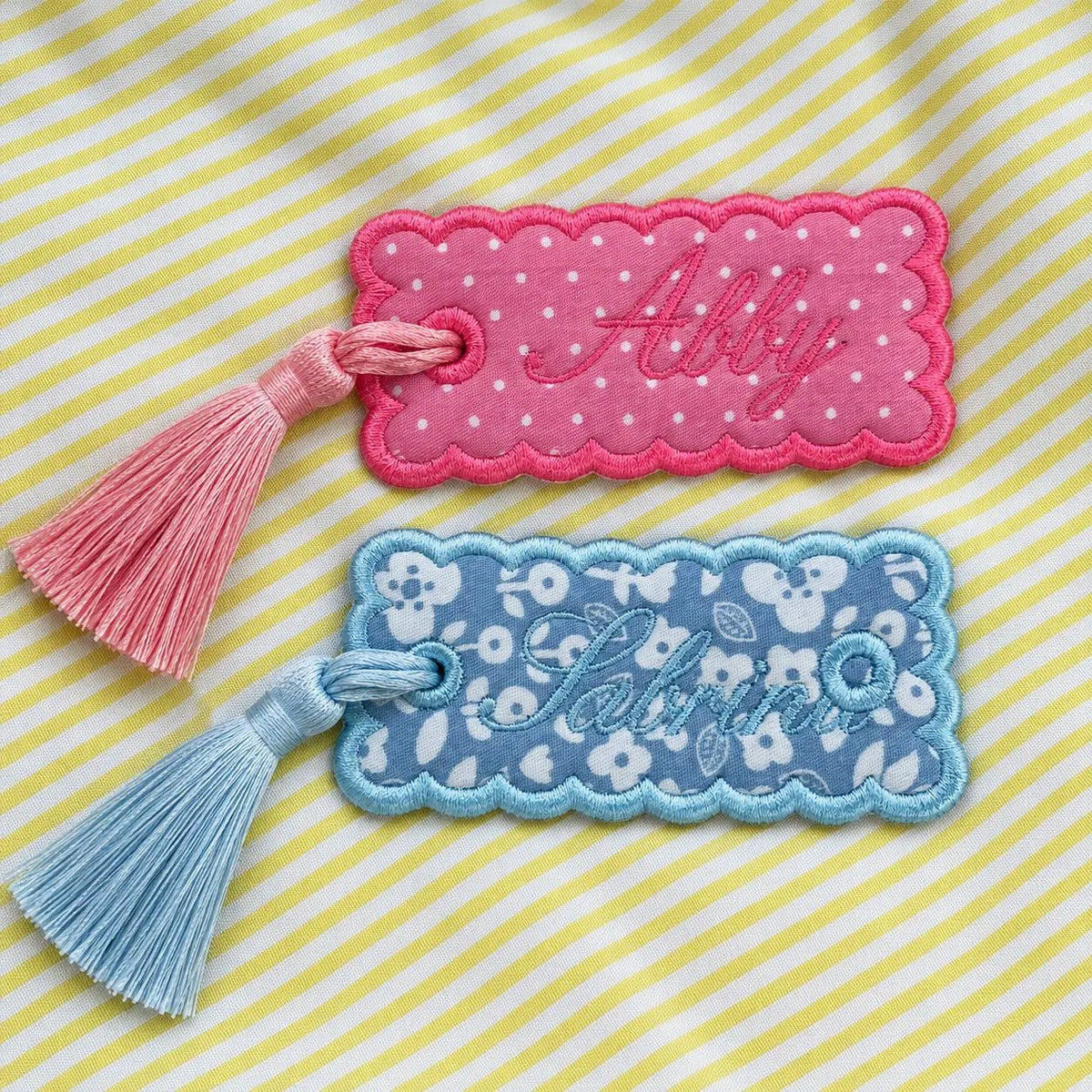 Personalized Embroidered Bookmark with Tassel, Custom Floral and Gingham Fabric Page Holder, Book Club Favor, Reader Birthday Gift