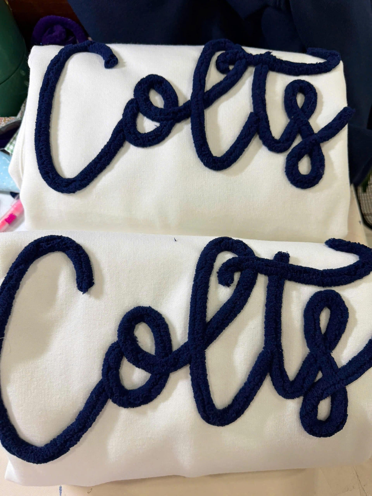 Custom Chenille Team Sweatshirt, Personalized Fuzzy Yarn Embroidered Crewneck, Cheer Sideline Apparel, Player Mom Gift and Game Day Pullover