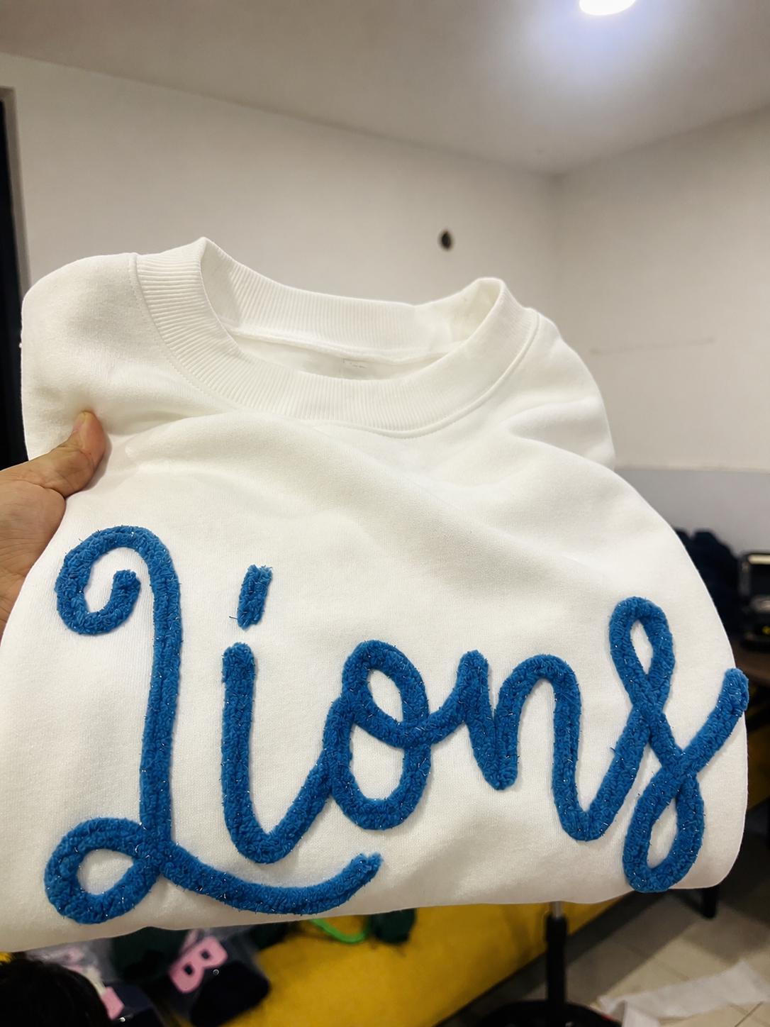 Custom Chenille Team Sweatshirt, Personalized Fuzzy Yarn Embroidered Crewneck, Cheer Sideline Apparel, Player Mom Gift and Game Day Pullover