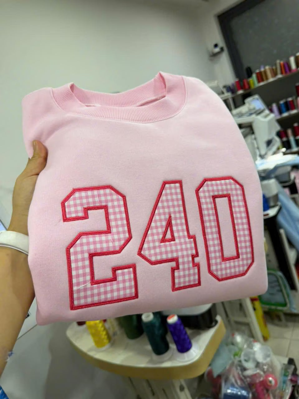 Custom Embroidered Applique Sweatshirt, Personalized Mixed Pattern Varsity Letter Crewneck, Team or Group Pullover Gift