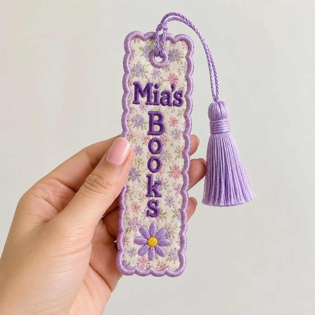 Personalized Embroidered Reader Name Bookmark, Custom Floral Fabric Tassel Book Marker, Cottagecore Book Lover Gift, Floral Reading Keepsake