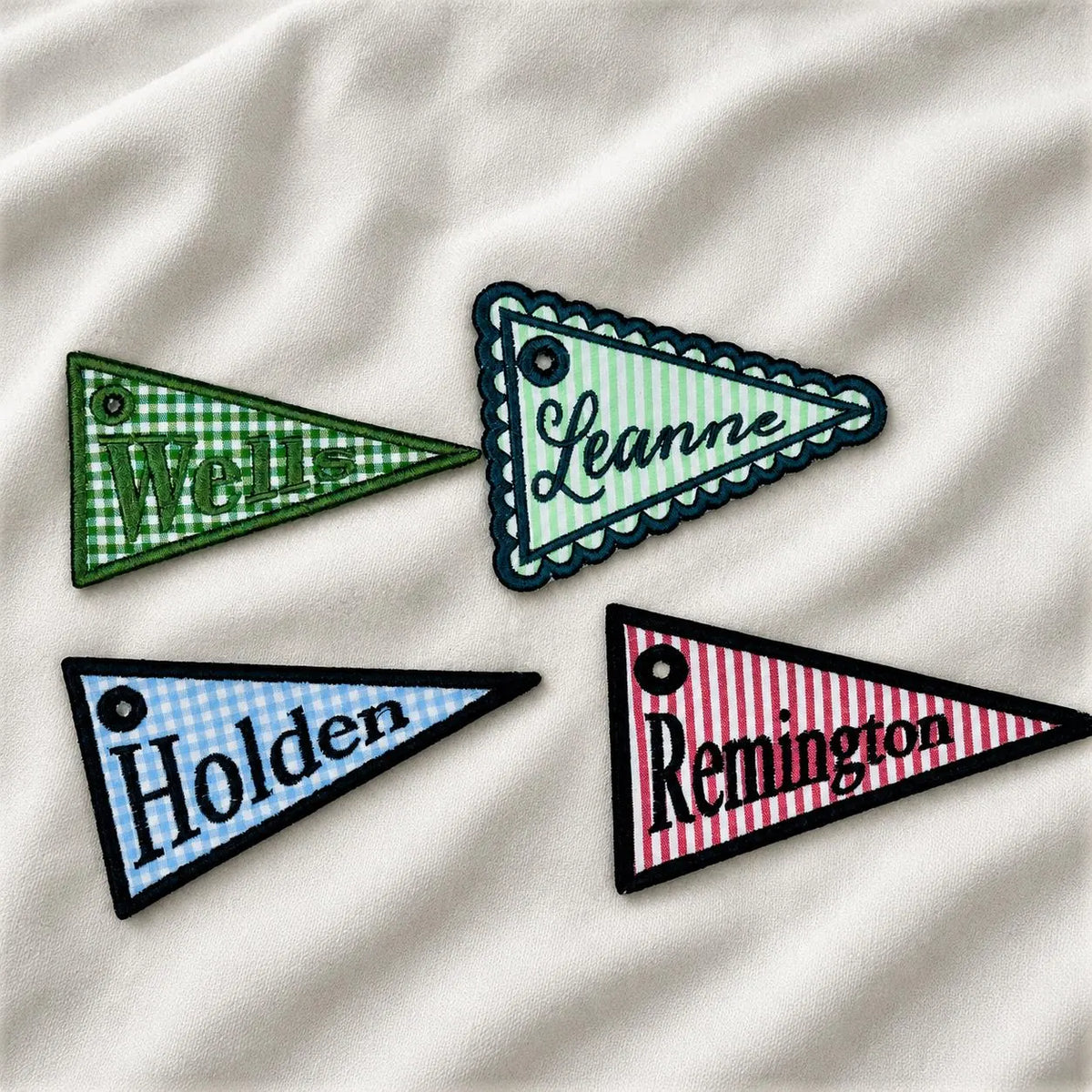 Personalized Youth Group Bag Tag, Custom Embroidered Name Pennant, Gingham Church Camp Accessory, VBS Gift, Retreat and Ministry Favor