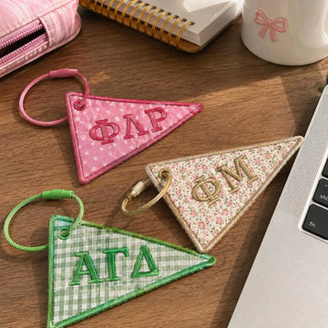 Personalized College Bag Charm, Custom Flag Bag Charm, Embroidered Backpack Charm, Sorority Style Tote Charm, Big Little Gift