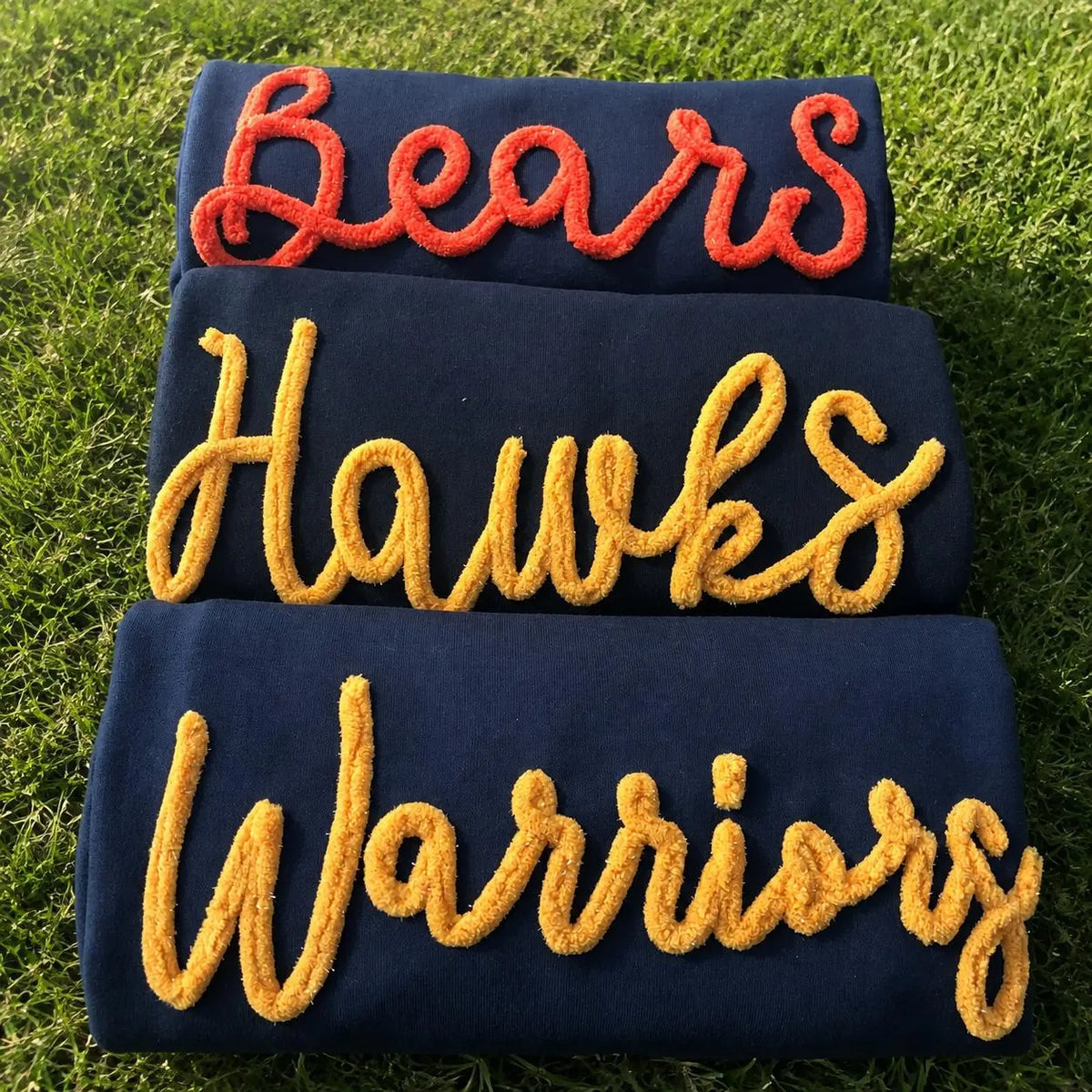 Custom Embroidred Chenille Mascot Sweatshirt, Fuzzy Script Team Crewneck, Personalized School Spirit Pullover, Sports Fan Gift, Club Sweater