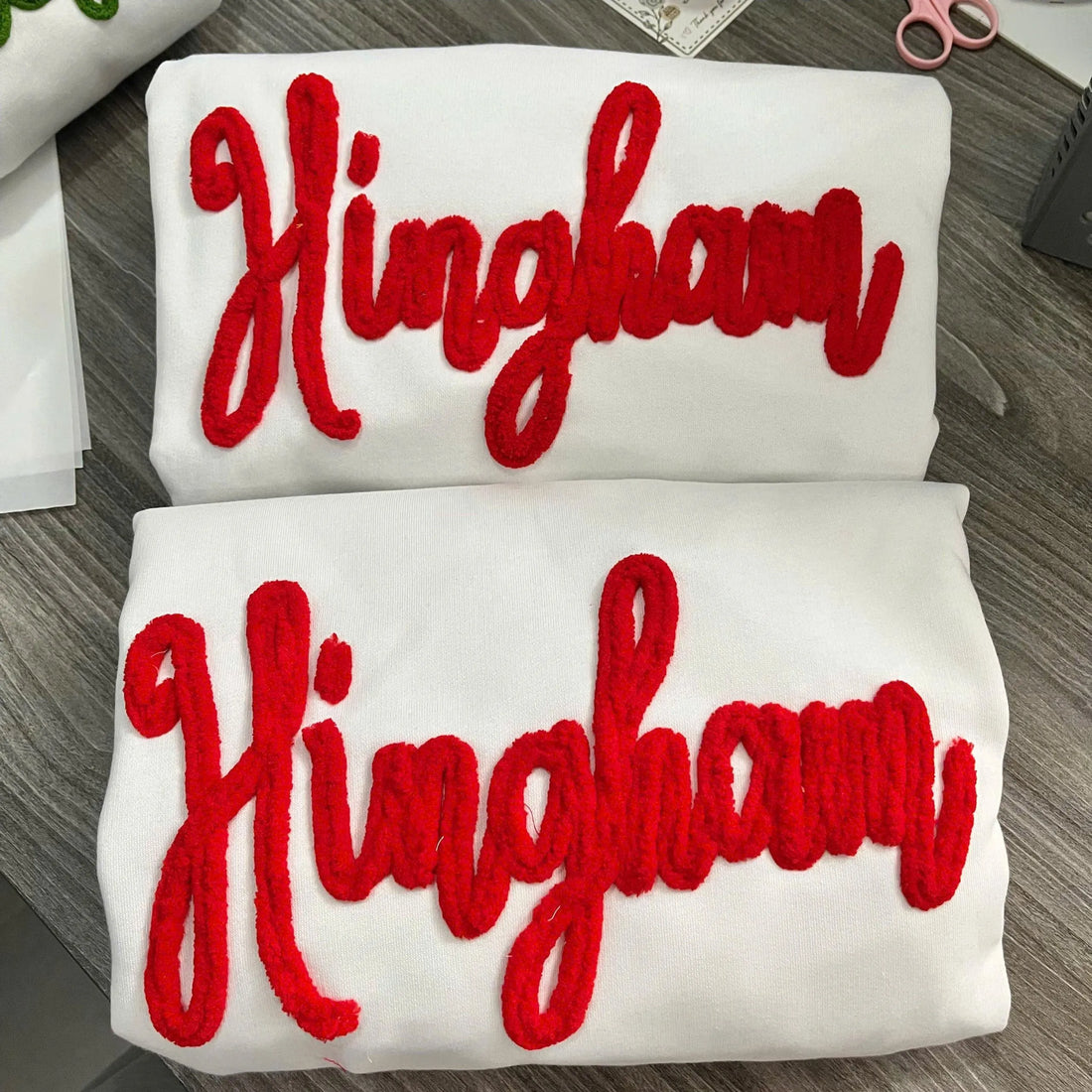 Custom Embroidered Fuzzy Rope Letter Sweatshirt, Personalized Cursive Team Crewneck, Cheer Squad Pullover, Sports Mom Gift