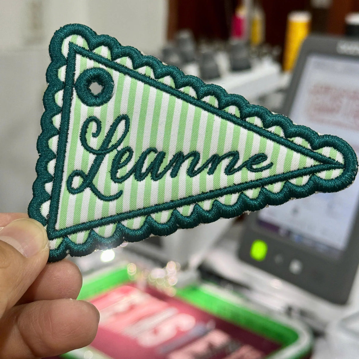Personalized Youth Group Bag Tag, Custom Embroidered Name Pennant, Gingham Church Camp Accessory, VBS Gift, Retreat and Ministry Favor