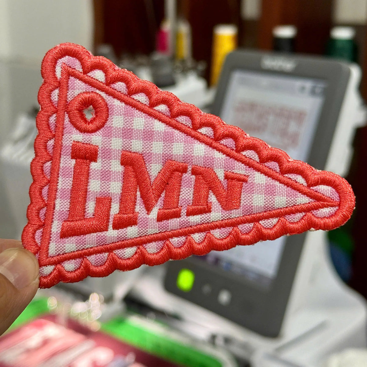 Personalized Youth Group Bag Tag, Custom Embroidered Name Pennant, Gingham Church Camp Accessory, VBS Gift, Retreat and Ministry Favor