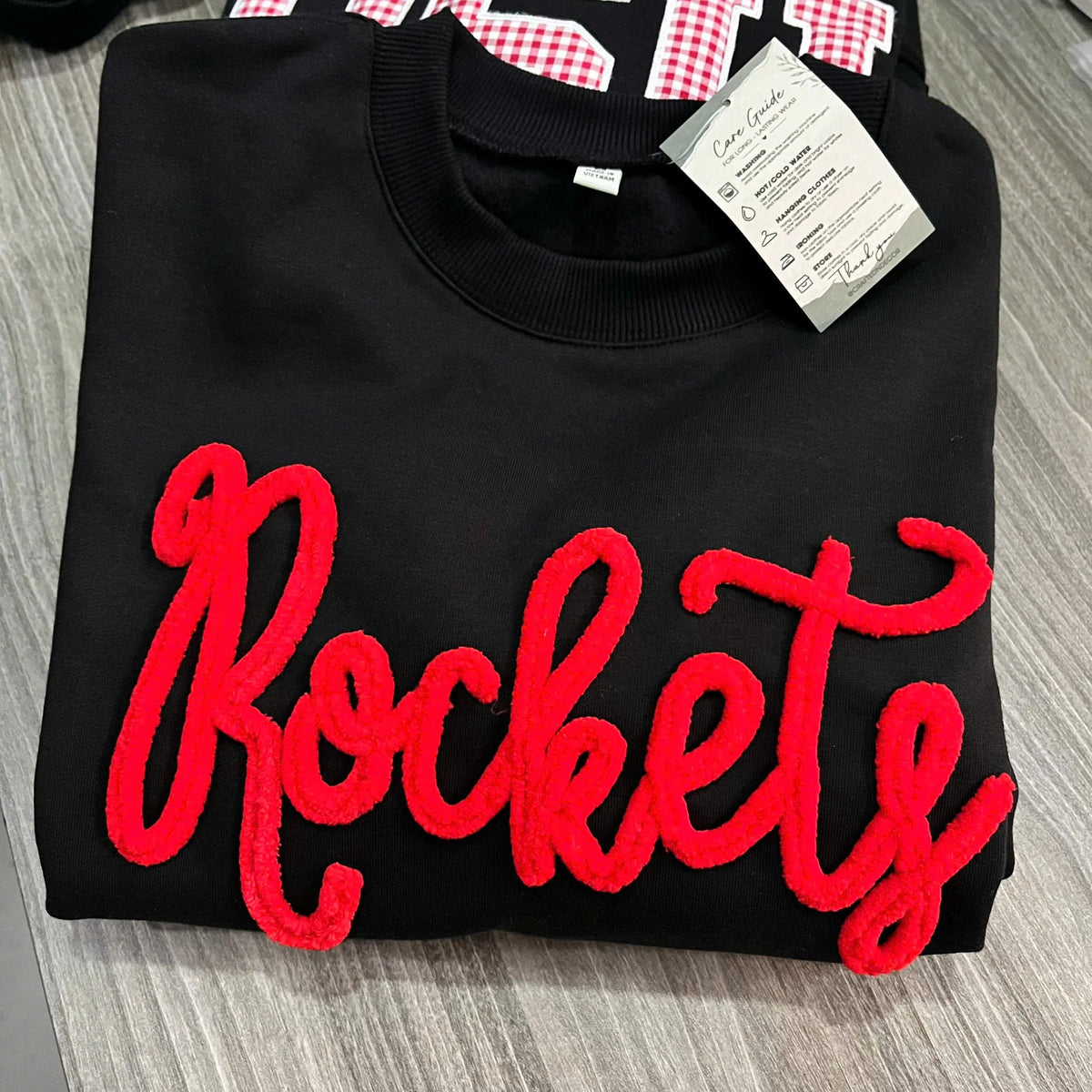 Custom Embroidered Chenille Sideline Sweatshirt, Personalized Mascot Script Crewneck, Team Color Spirit Squad Game Day Gift