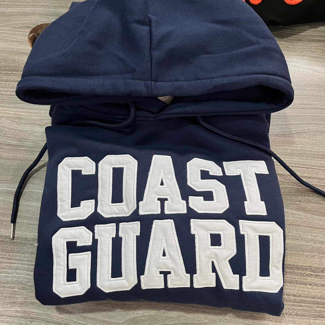 Custom Embroidered Solid Fabric Applique Hoodie, Personalized Block Letter Sweatshirt, Team Club Uniform Style Pullover Gift