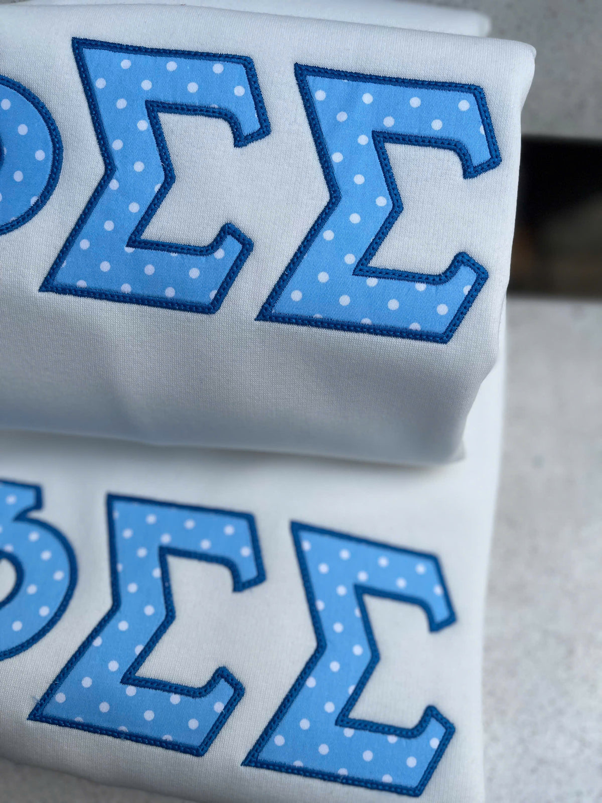 Phi Sigma Sigma Stitched Letter Shirt – ΦΣΣ Polka Dot Appliqué Tee, Sweatshirt or Hoodie